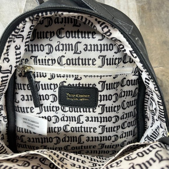 Black Faux Leather Designer Mini‎ Backpack Juicy Couture